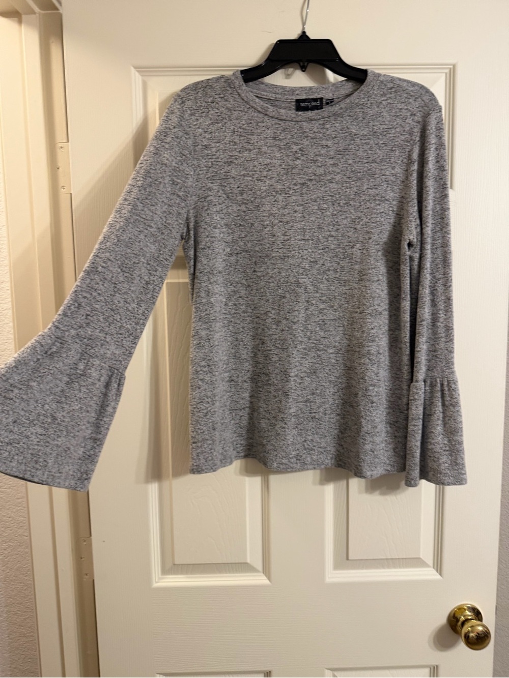 Tempted Gray Bell Sleeve Knit Top